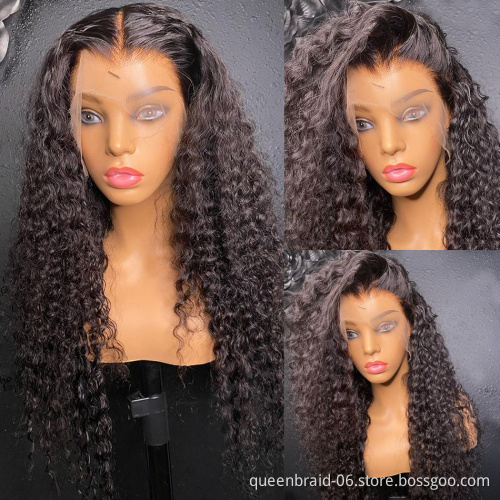 Transparent Curly 13x4 Deep Wave Lace Front Human Hair Wig Brazilian Baby Hair Wet Lace Closure Frontal Wig for Black Women